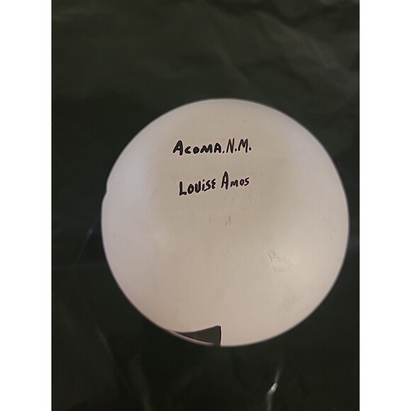 Acoma Pueblo Native American Indian Geometric Pottery Vtg Seed Pot Round Signed - Picture 6 of 8